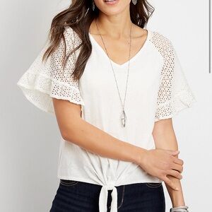 Maurices White Eyelet Sleeve Blouse